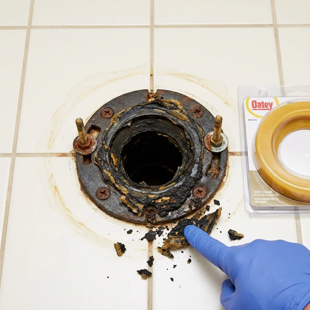 Failed wax ring showing water seepage at the base of a toilet in a Aspen, CO home