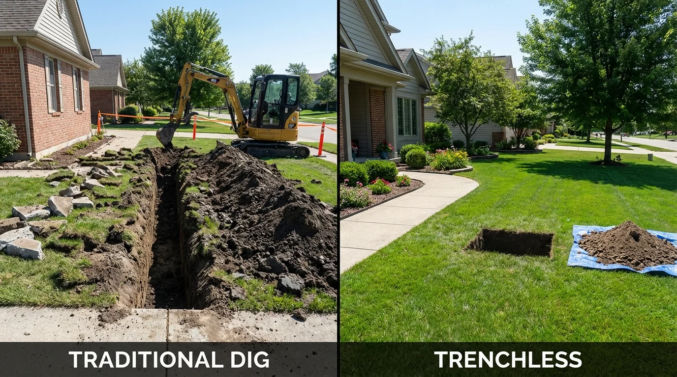 Trenchless sewer repair with minimal yard damage versus traditional excavation in Aspen, CO